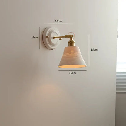 Vintage brass and ribbed glass led wall light bedroom sconce
