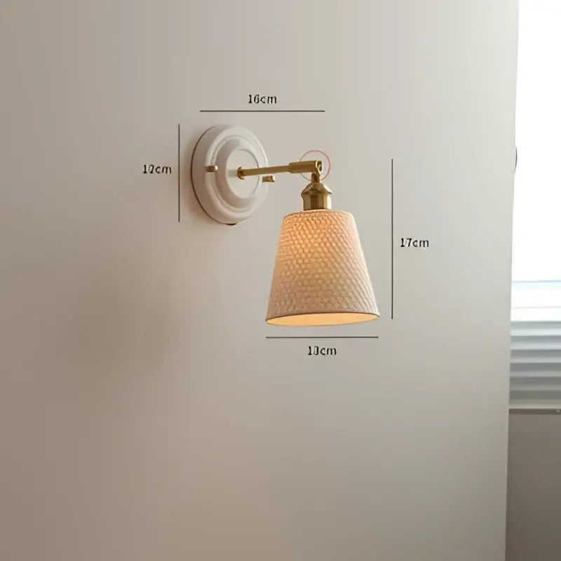Vintage brass and ribbed glass led wall light bedroom sconce