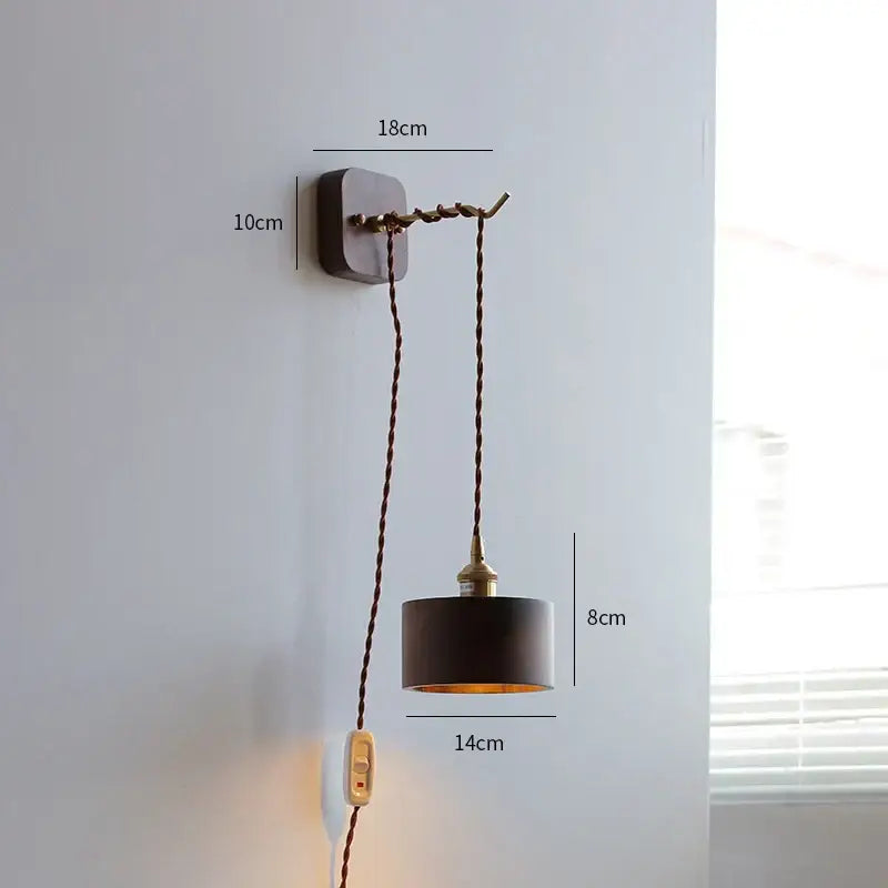 Vintage brass and ribbed glass led wall sconce bedroom light