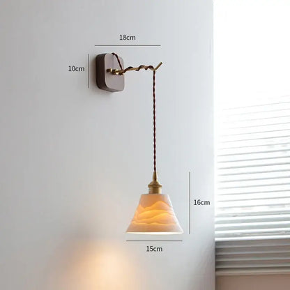 Vintage brass and ribbed glass led wall sconce bedroom light