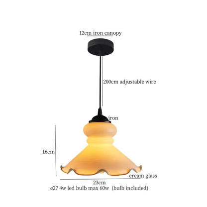 Vintage brass and wood glass led pendant flower – bedroom light