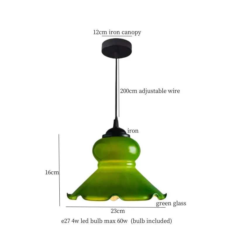 Vintage brass and wood glass led pendant flower – bedroom light