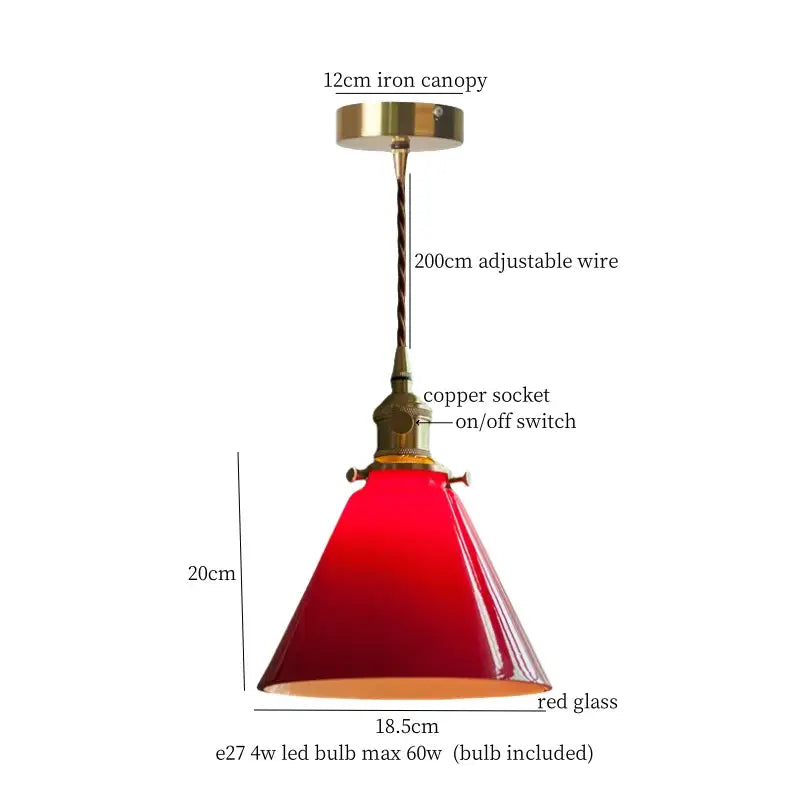 Vintage brass and wood glass led pendant flower – bedroom light