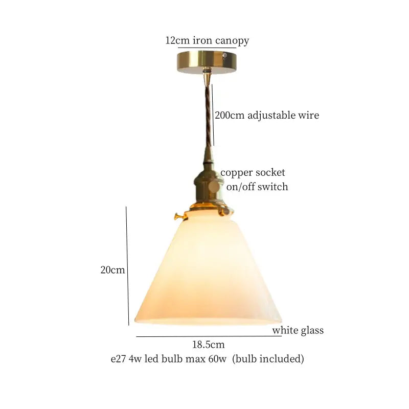 Vintage brass and wood glass led pendant flower – bedroom light
