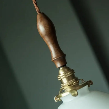 Vintage brass and wood glass led pendant flower – bedroom light