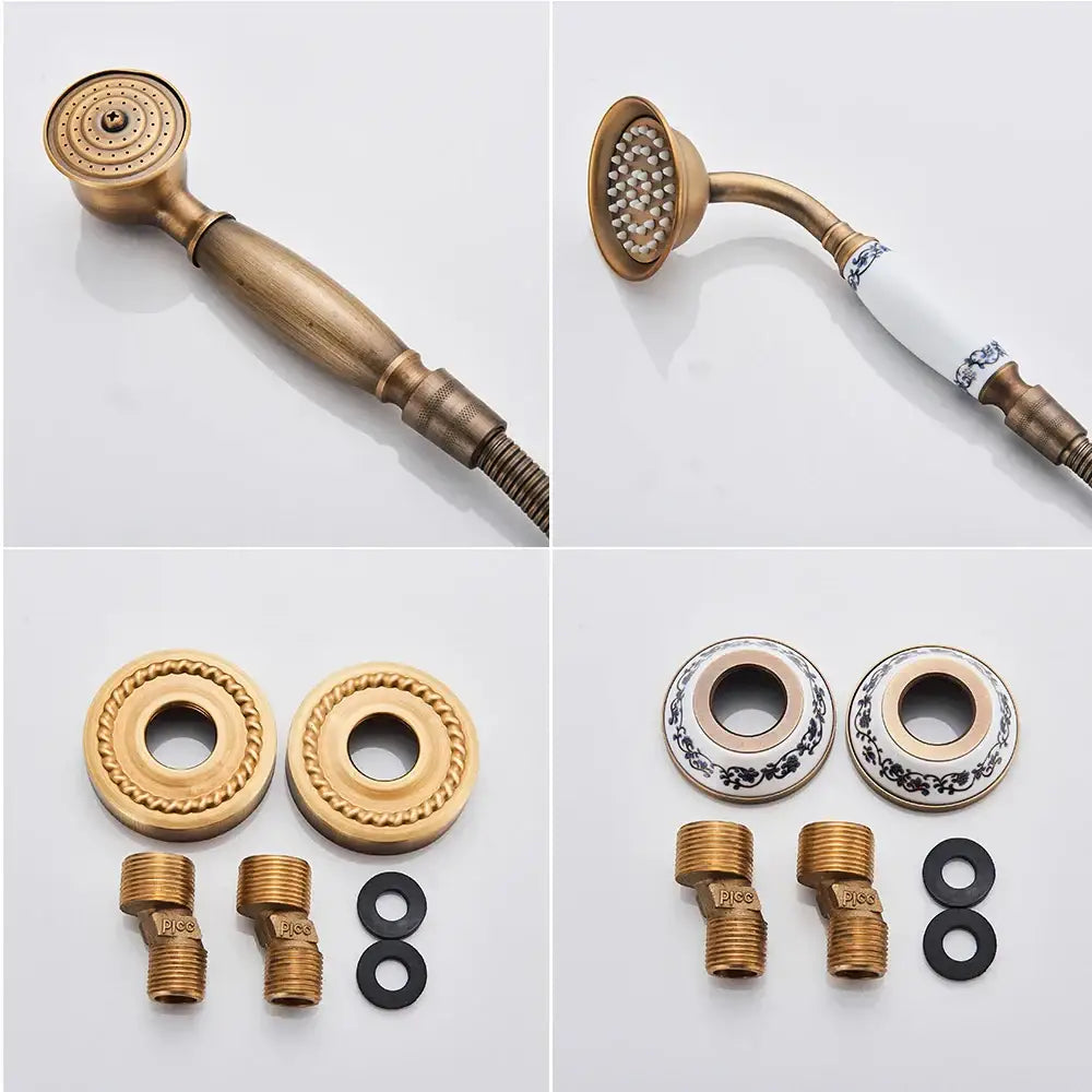 Vintage brass antique tub faucet with handshower bathroom set
