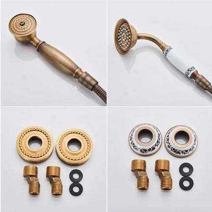 Vintage brass antique tub faucet with handshower bathroom set