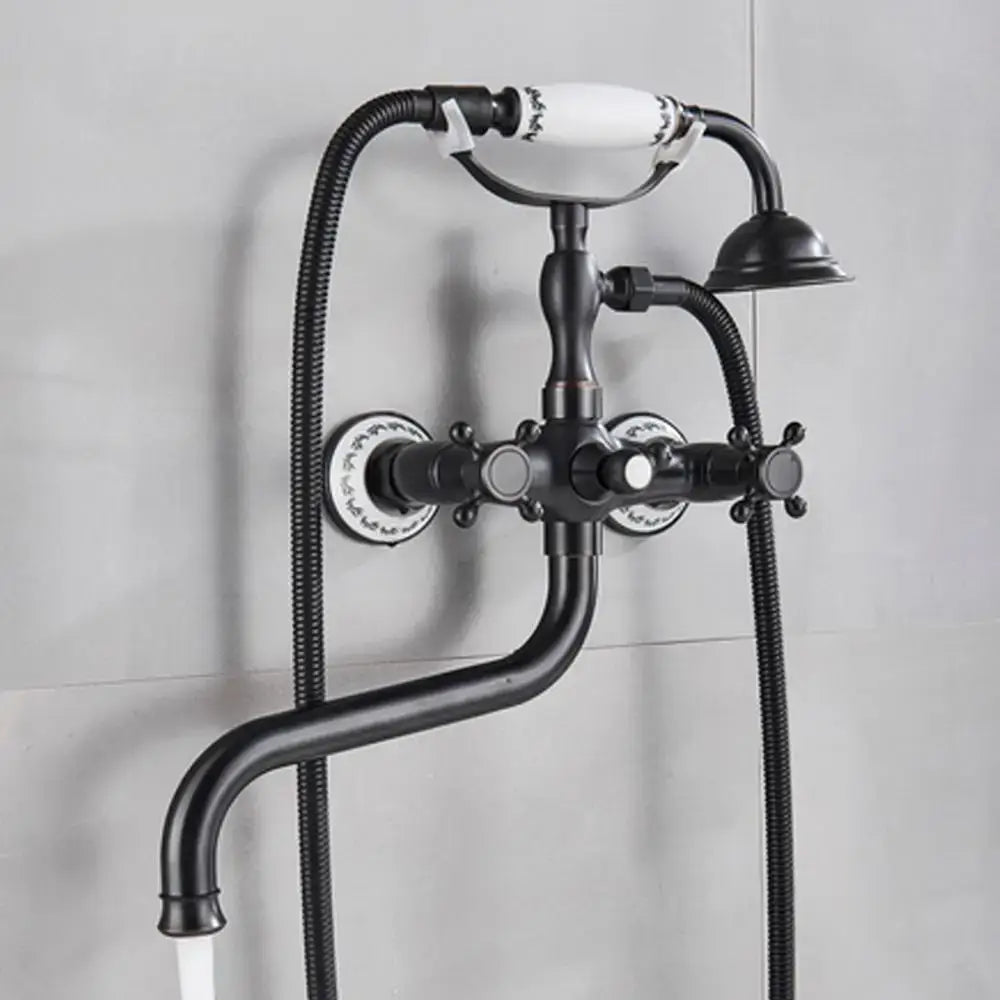 Vintage brass antique tub faucet with handshower bathroom set