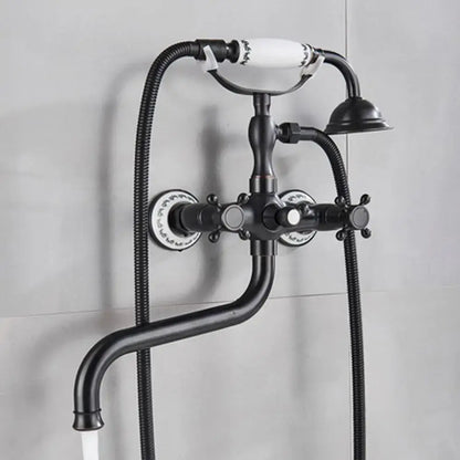 Vintage brass antique tub faucet with handshower bathroom set