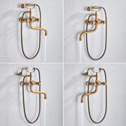 Vintage brass antique tub faucet with handshower bathroom set