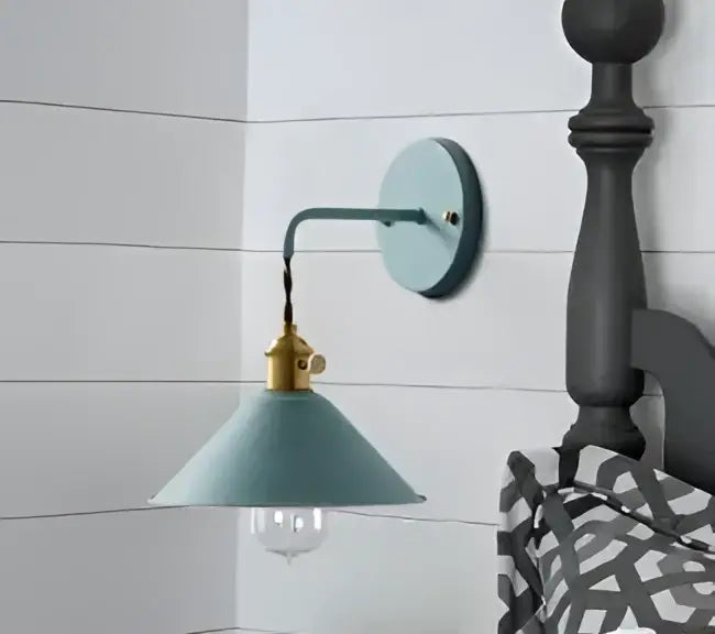 Vintage brass ceramic wall lamp with ribbed glass shade for bedroom