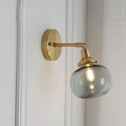 Vintage brass chevron clear glass led wall lamp bedroom sconce