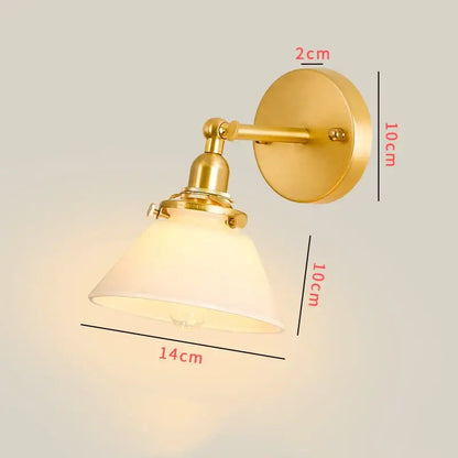 Vintage brass chevron clear glass led wall lamp bedroom sconce
