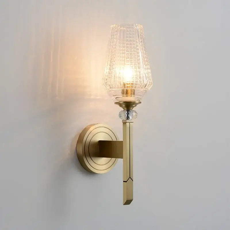 Vintage brass crystal copper wall lamp for bedroom warm light