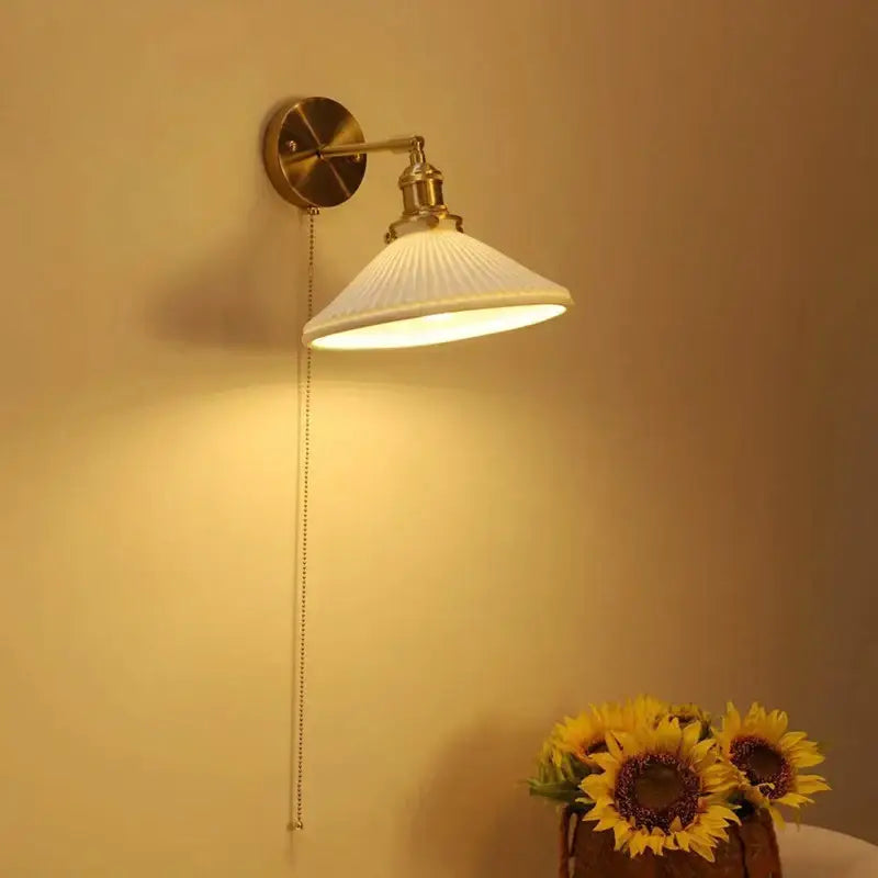 Vintage brass decorbites ceramic sconce lamp – bedroom reading light