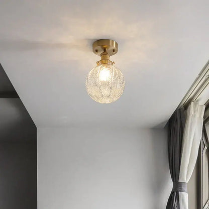 Vintage brass etched glass led ceiling light for living room