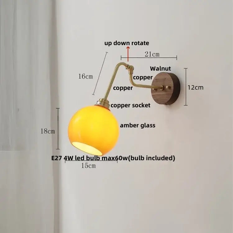 Vintage brass flower led wall lights with rotate pull chain bedroom