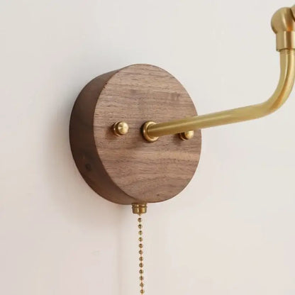 Vintage brass flower led wall lights with rotate pull chain bedroom