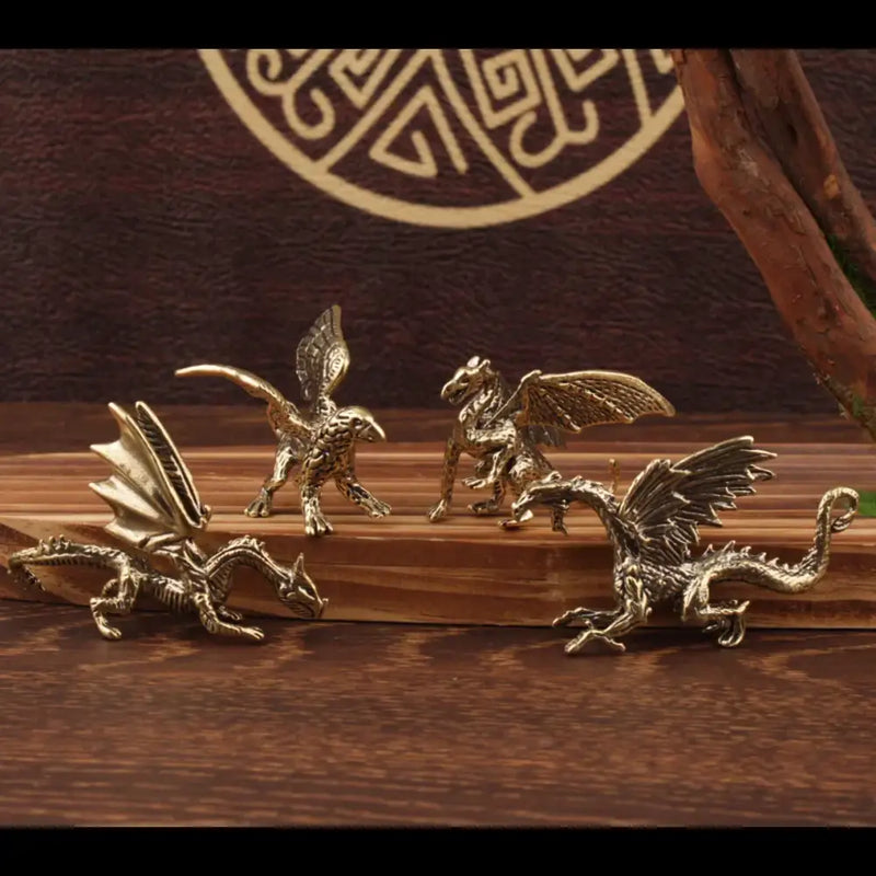 Vintage brass flying dragon sculpture living room ornament
