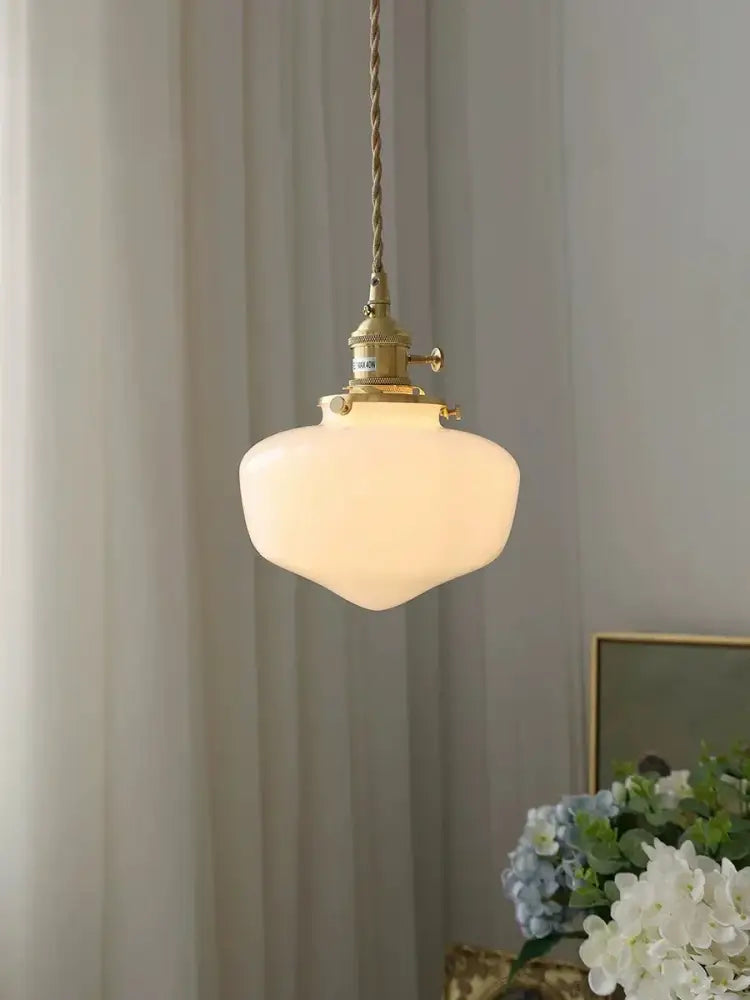 Vintage brass frosted glass shade led pendant lamp for kitchen