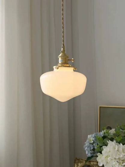 Vintage brass frosted glass shade led pendant lamp for kitchen