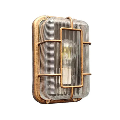 Vintage brass gas station canopy wall light outdoor security fixture