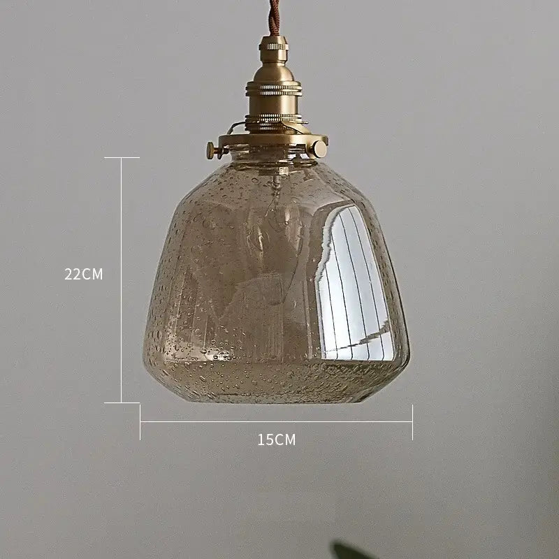 Vintage brass glass led pendant lamp dining room textured shade