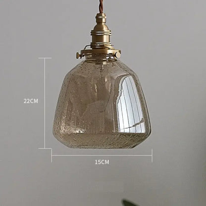 Vintage brass glass led pendant lamp dining room textured shade
