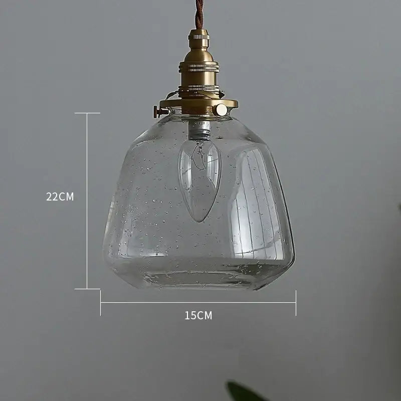 Vintage brass glass led pendant lamp dining room textured shade