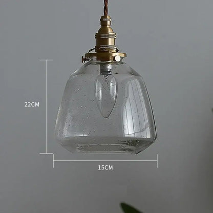 Vintage brass glass led pendant lamp dining room textured shade
