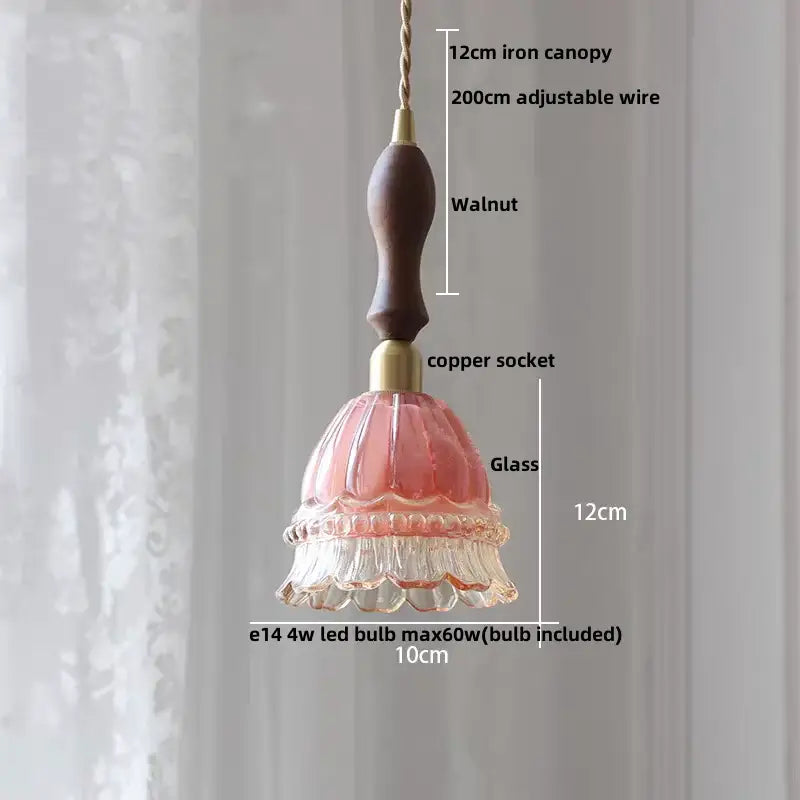 Vintage brass glass led pendant lamp kitchen fluted hanging light