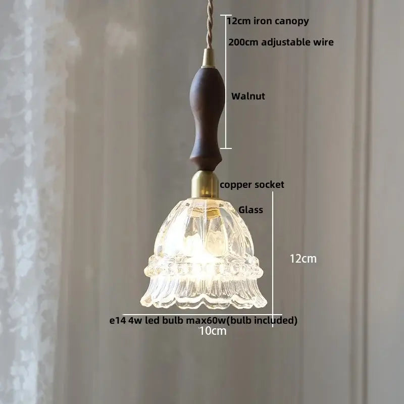 Vintage brass glass led pendant lamp kitchen fluted hanging light