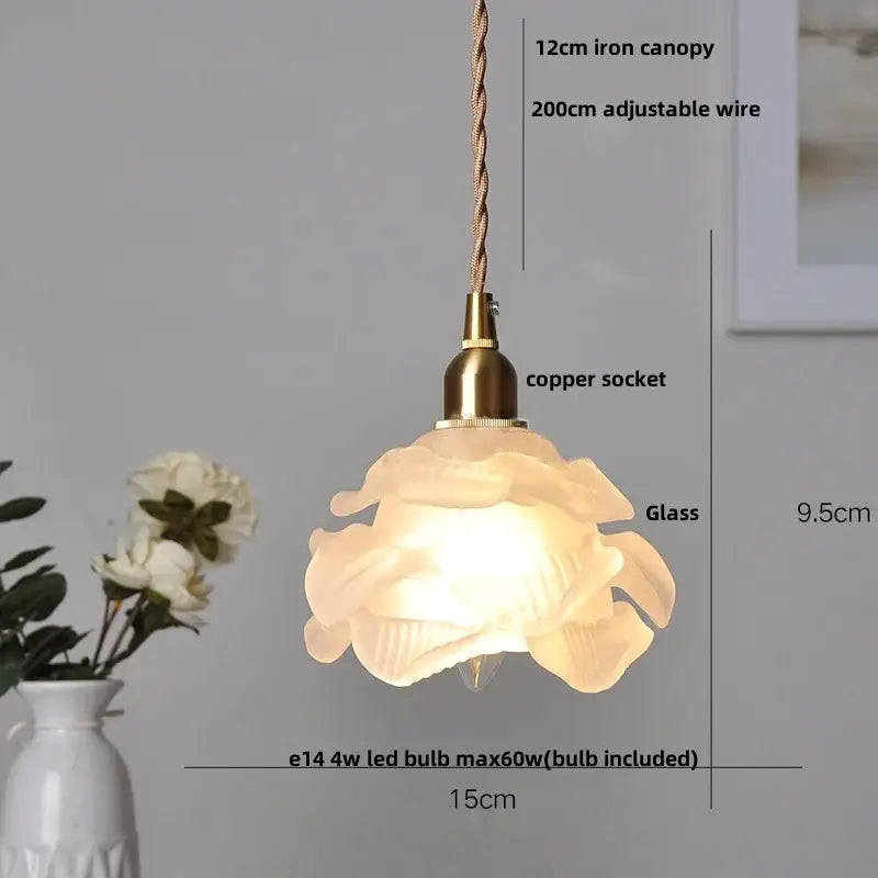 Vintage brass glass led pendant lamp kitchen fluted hanging light