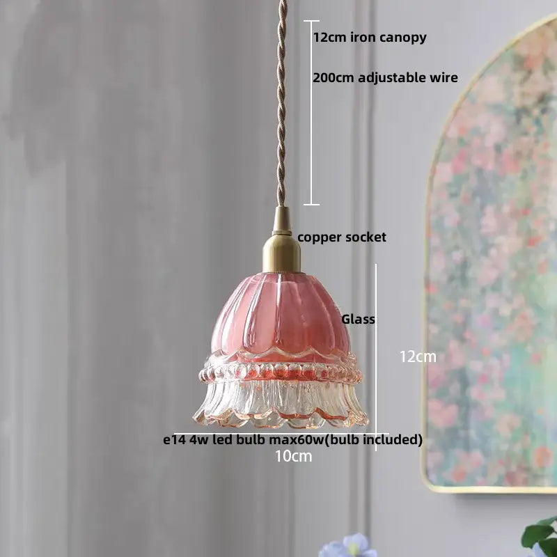 Vintage brass glass led pendant lamp kitchen fluted hanging light