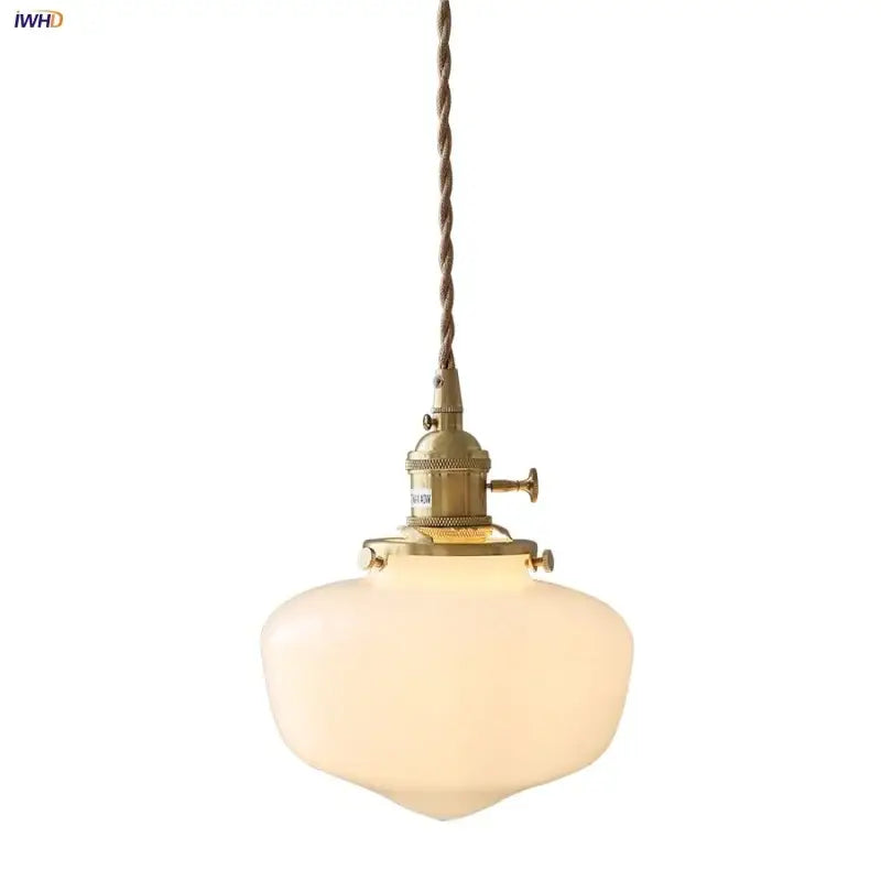 Vintage brass glass led pendant light kitchen hanging lamp