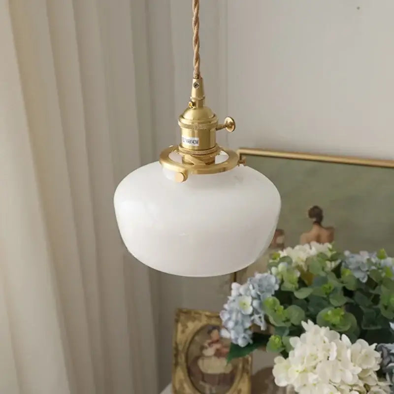 Vintage brass glass led pendant light kitchen hanging lamp
