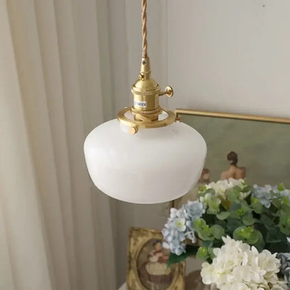 Vintage brass glass led pendant light kitchen hanging lamp