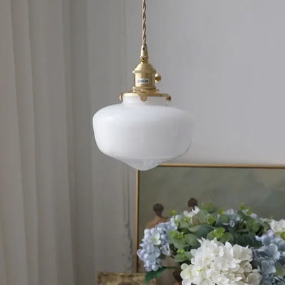 Vintage brass glass led pendant light kitchen hanging lamp