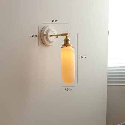 Vintage brass globe wall sconce bedroom ribbed glass light
