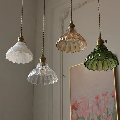 Vintage brass green glass wall light bedroom pull chain sconce