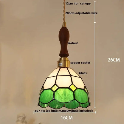 Vintage brass led pendant light amber glass dining room lamp