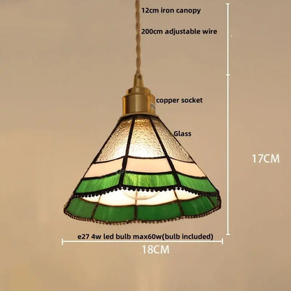 Vintage brass led pendant light amber glass dining room lamp