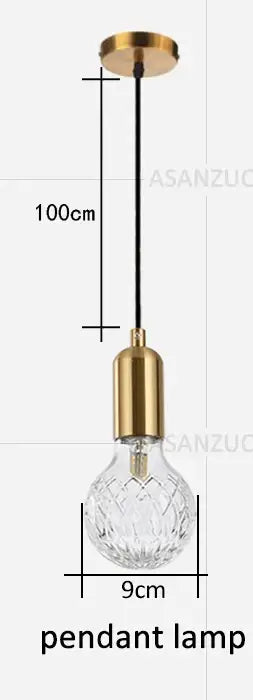Vintage brass pendant lamp with faceted glass for dining room