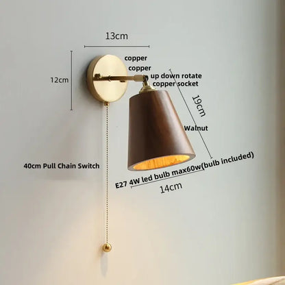 Vintage brass scalloped amber glass wall lamp bedroom light fixture