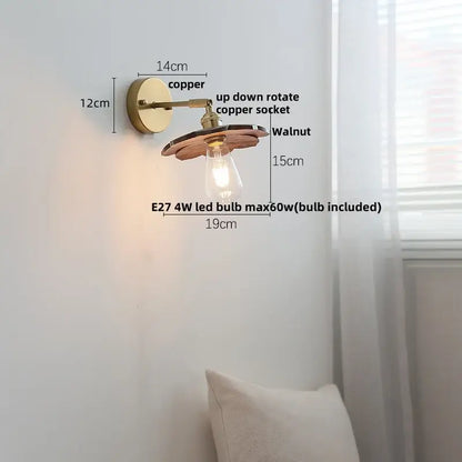 Vintage brass scalloped amber glass wall lamp bedroom light fixture