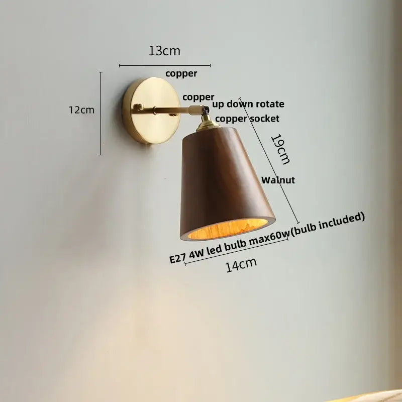 Vintage brass scalloped amber glass wall lamp bedroom light fixture