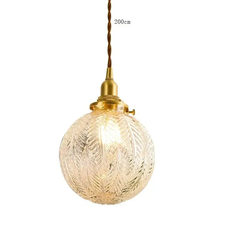 Vintage brass scalloped glass led pendant lamp bedroom lighting