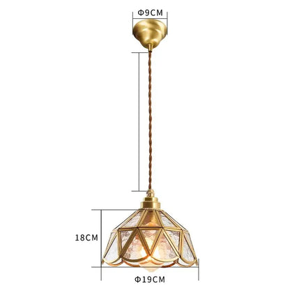 Vintage brass scalloped glass led pendant lamp bedroom lighting