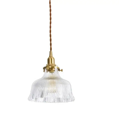 Vintage brass scalloped glass led pendant lamp bedroom lighting