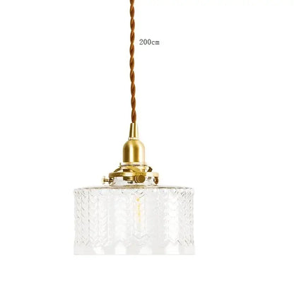 Vintage brass scalloped glass led pendant lamp bedroom lighting